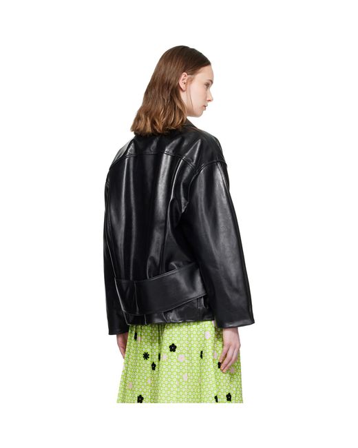 Marni Black Pointed Collar Leather Jacket