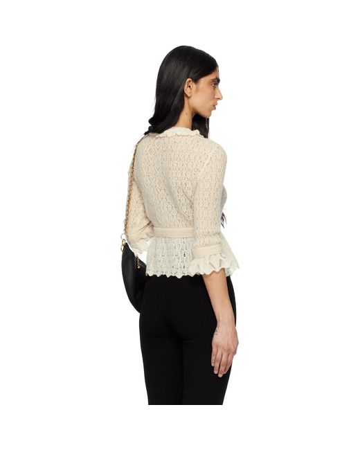 Chloé Black Off- Cropped Ruffle Alpaca & Silk Knit Cardigan