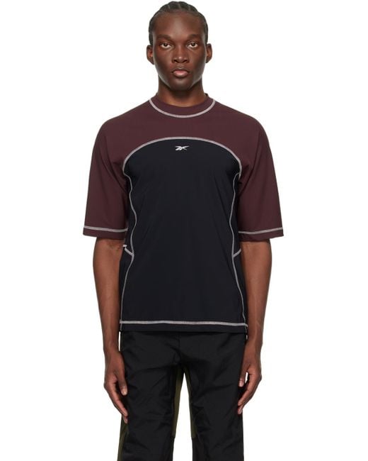 Reebok Burgundy & Black Ribbed Training T-shirt for men