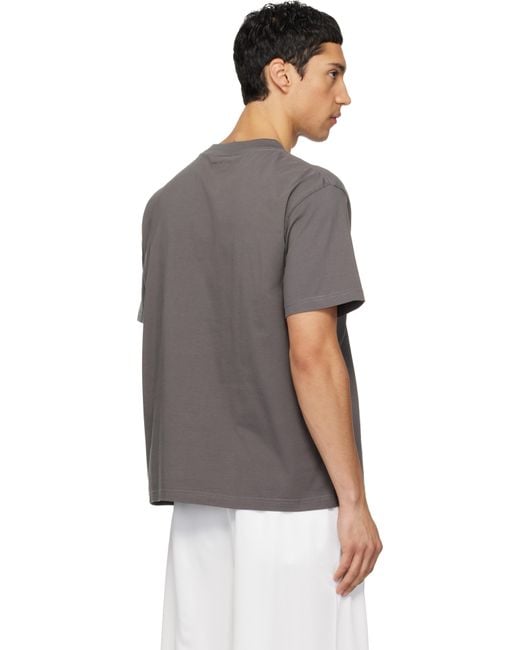 Courreges Gray Twisted Logo T-Shirt for men
