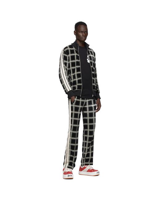 Palm Angels Black Houndstooth Track Jacket for men