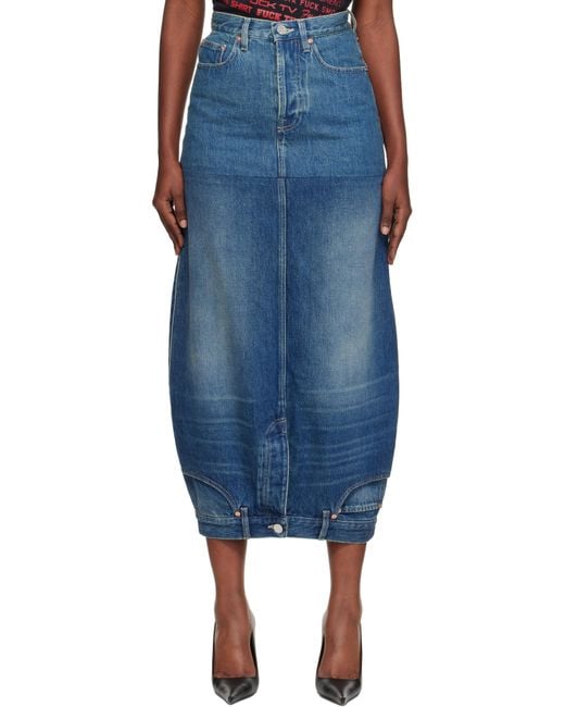 Vetements Blue Double Denim Midi Skirt