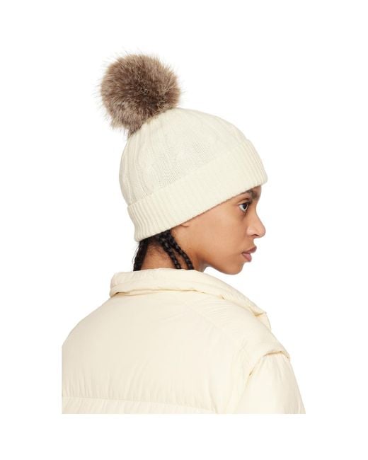 Moncler White Off- Wool & Cashmere Pom Pom Beanie