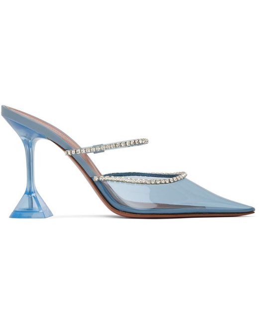 amina muaddi blue heels
