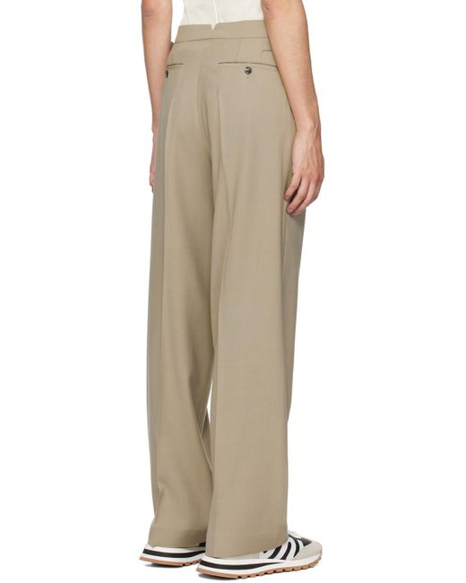 AMI Natural Taupe Pleated Trousers for men
