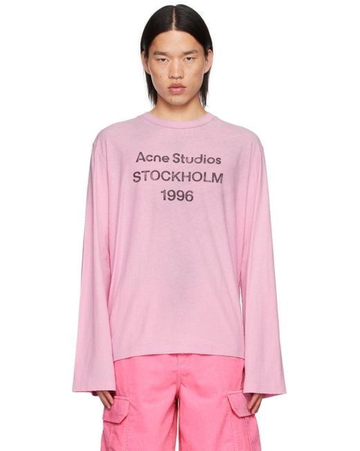 Acne Studios Relaxed-Fit Long Sleeve T-Shirt in Pink for Men | Lyst
