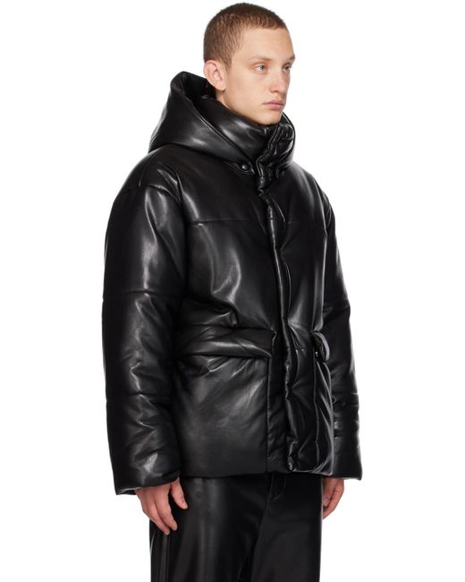 Nanushka Black Hide Faux-leather Puffer Jacket for men