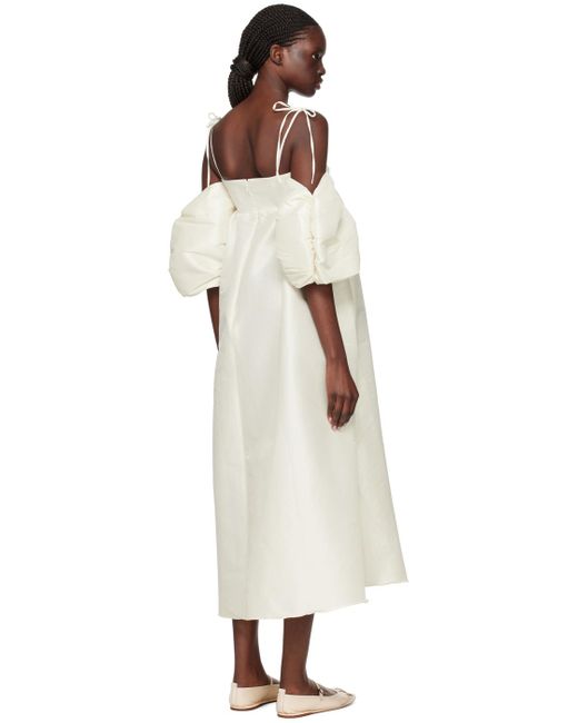 Kika Vargas Natural Off-white Roberta Midi Dress