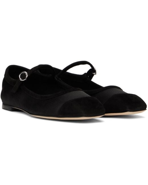 Aeyde Black Uma Satin Toe-Cap Ballerina Flats