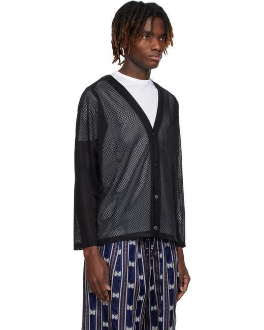 【送料&関税込】Needles Poly Mesh Cardigan Needles / ニードルズ | V Neck Cardigan - Poly Mesh - Black