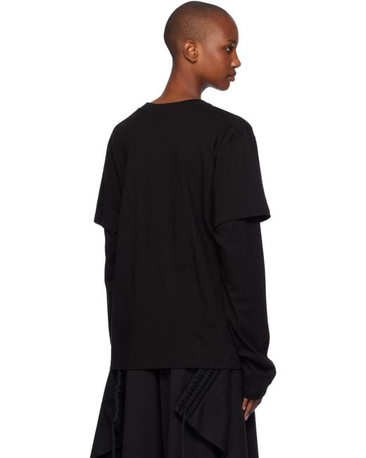 Pushbutton Black Sleeve Layered Jersey T-Shirt