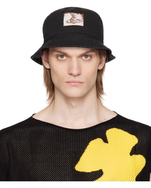 Vivienne Westwood Black Cotton Twill Bucket Hat for men
