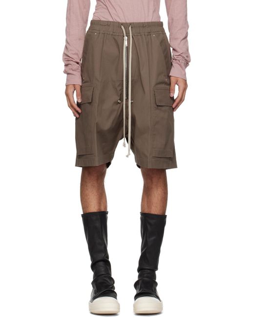 Rick Owens Natural Gray Cargobela Shorts for men