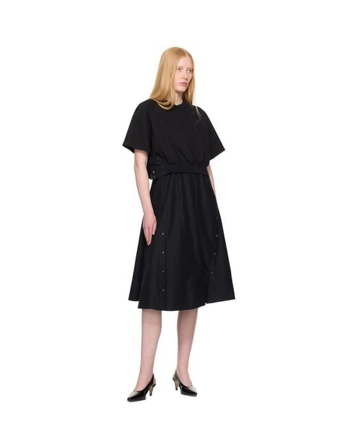 3.1 Phillip Lim Black Short Sleeve French Terry Combo Midi Dress