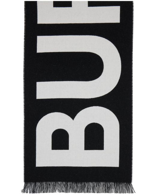 Burberry ウール ロゴ マフラー Black