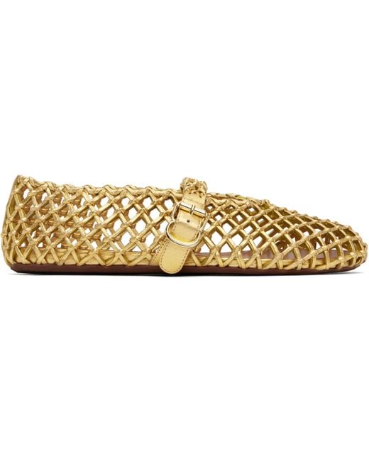 Alaïa ゴールド Braided Goatskin フラットシューズ Metallic