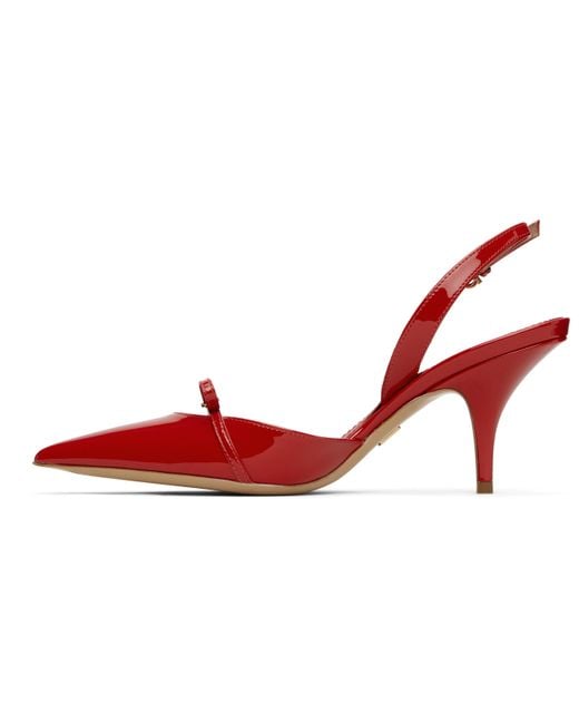 Ferragamo Red Mini Bow Pointed Slingback Pumps 70