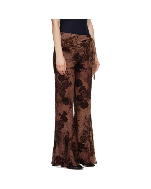 Anna Sui Brown Dahlia Tulle Lounge Pants