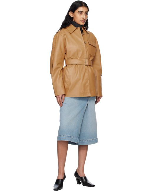Victoria Beckham ブルー ラップ ディテール デニム ミディアムスカート Blue