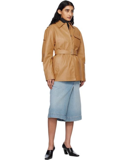 Victoria Beckham Blue Wrap Detail Denim Midi Skirt