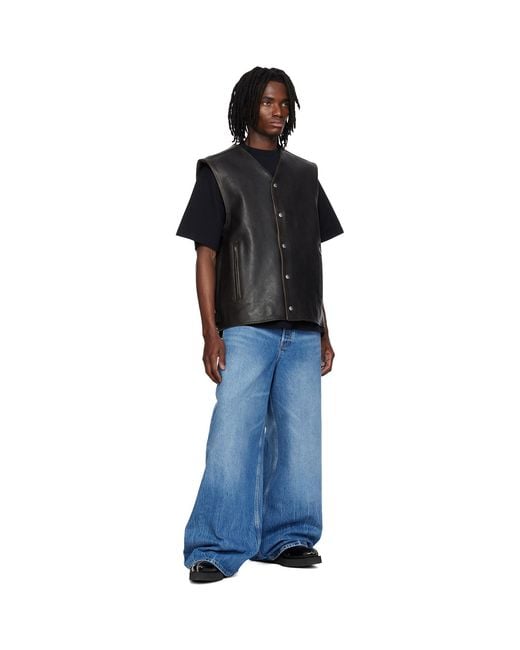 Alexander Wang Black Boxy Moto Leather Vest for men