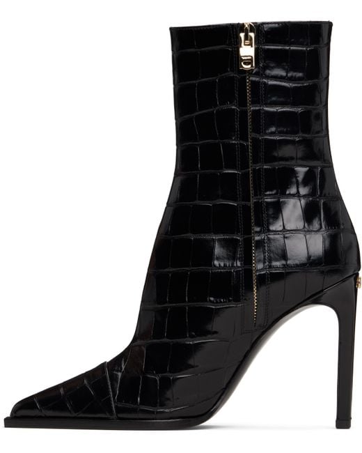 Amiri Black Croc 'Ma' Stiletto Boots