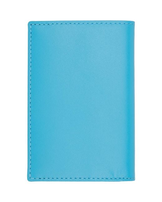 Comme des Garçons Blue Classic Leather Line Card Holder for men