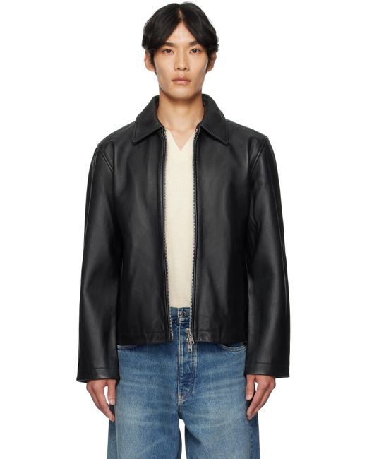 sunflower Black Short Leather Jacket for men