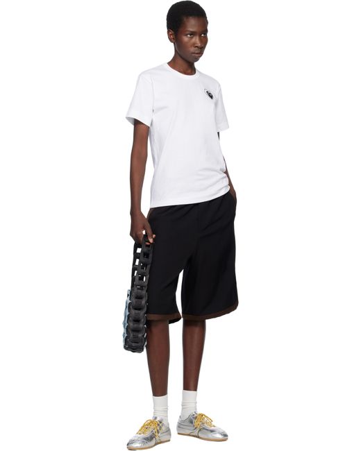 COMME DES GARÇONS PLAY White Metal Stone Emblem Heart T-Shirt