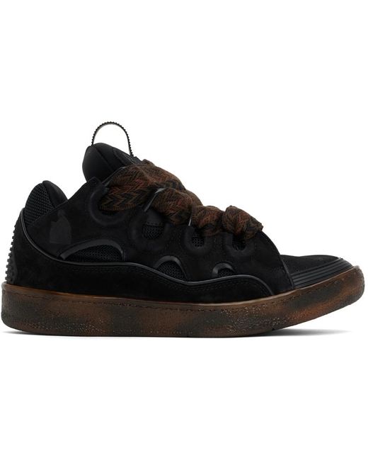 Lanvin Black Leather Curb Sneakers for men