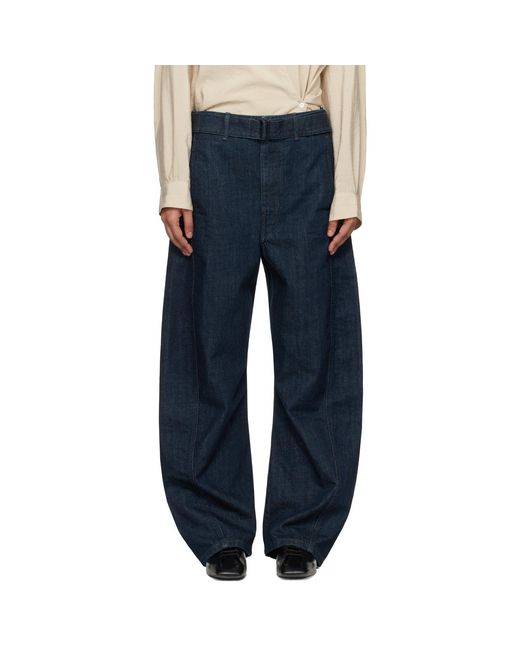 Lemaire Blue Twisted Belted Jeans