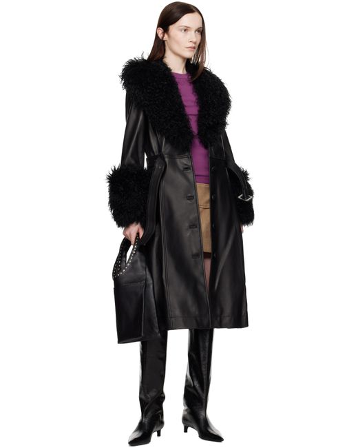 Saks Potts Black Foxy Shearling Coat