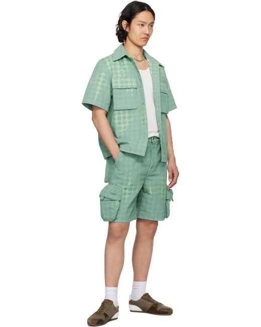 Amiri Green Ma Quad Bleached Cargo Shorts for men