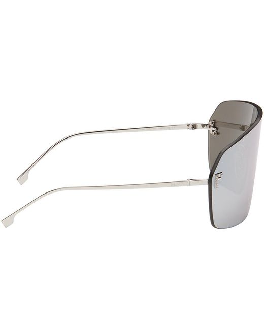 Fendi Black Gunmetal & Silver First Crystal Sunglasses for men