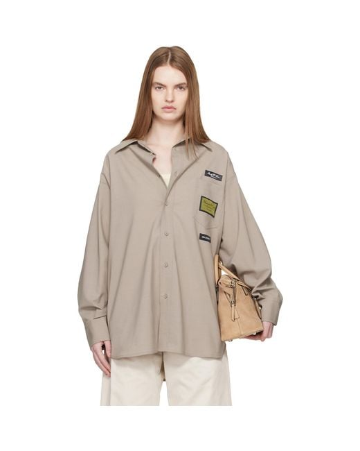 MM6 by Maison Margiela Natural Taupe Tailored Wool-Blend Shirt