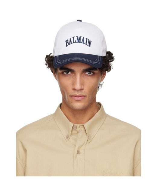Balmain Blue Two-Tone Cotton Cap for men