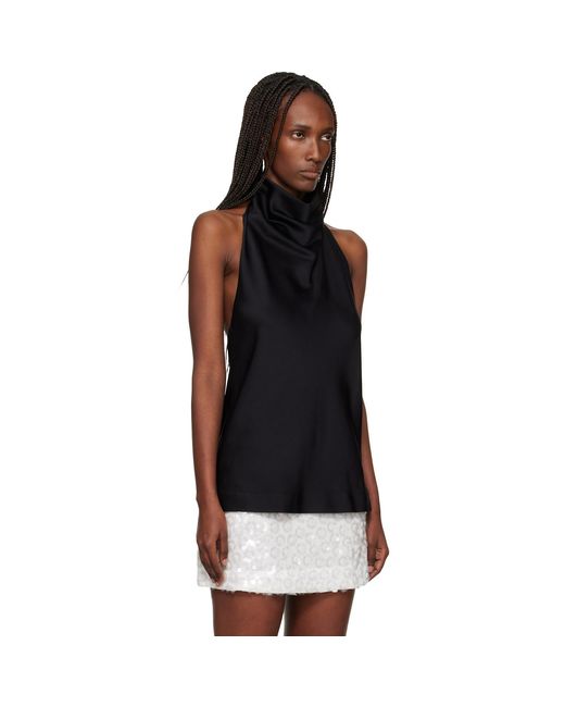 Stella McCartney Black Satin Halterneck Top