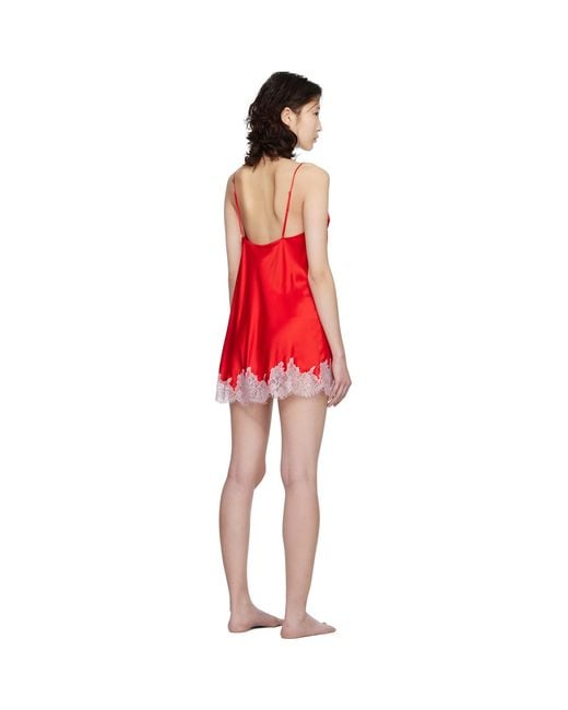 Skims Red Silk Lace Mini Slip
