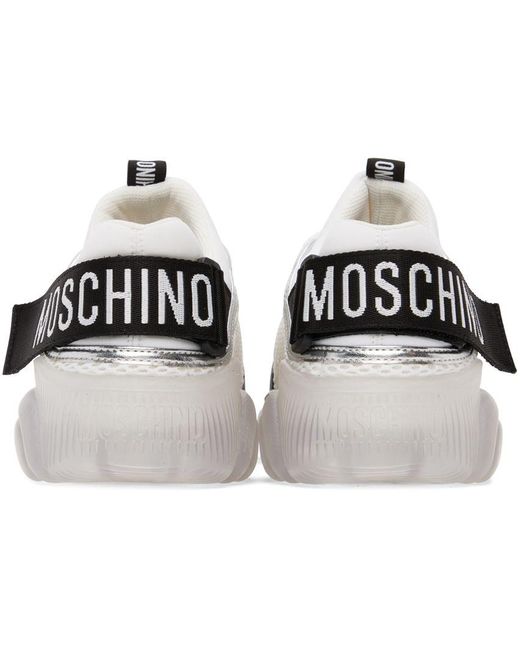 Moschino White Logo Tape Teddy Sneakers in Black | Lyst