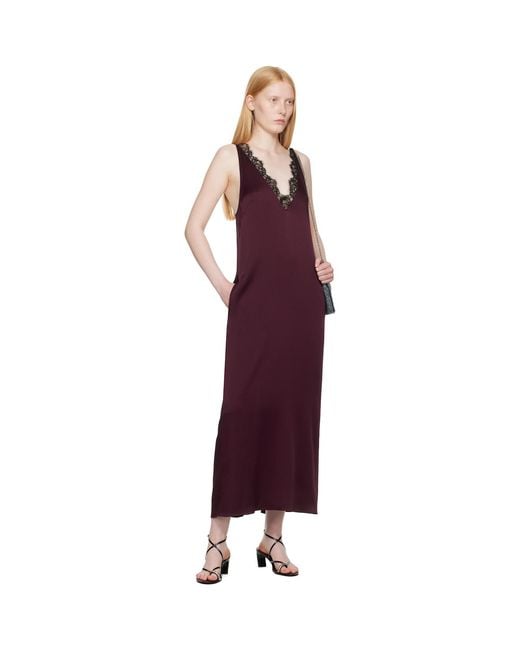 Stella McCartney Red Burgundy Satin Slip Maxi Dress