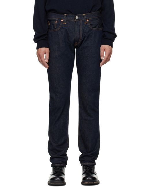 RRL Blue Slim Fit Once-Washed Selvedge Jeans for men