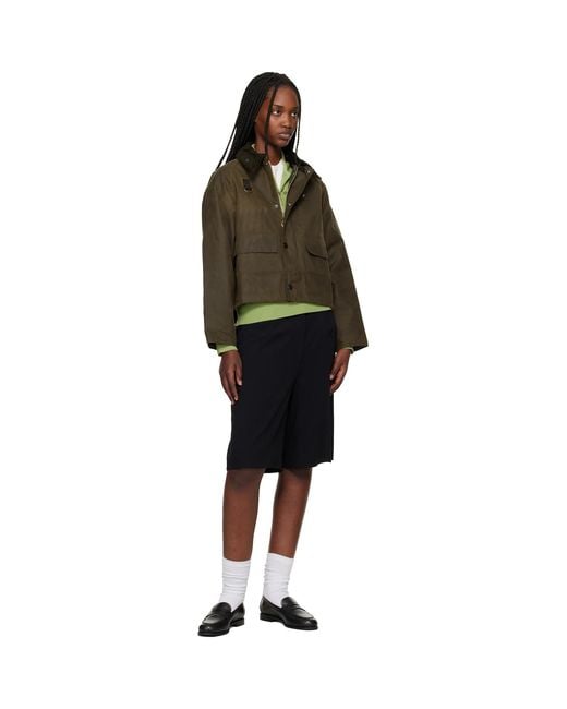 Barbour Black Khaki Spey Slim Waxed Jacket