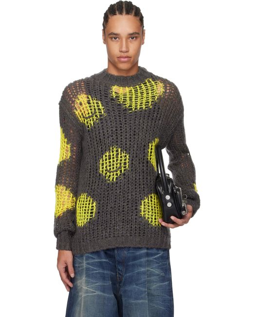 Acne Black Embroidered Mohair Sweater for men