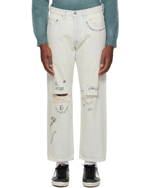 Golden Goose Blue Distressed Jeans in White for Men | Lyst Canada