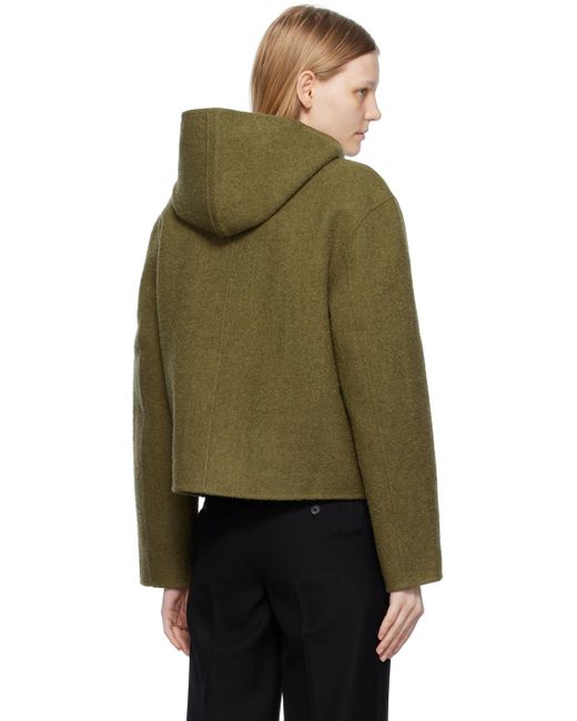 Totême  Green + Net Sustain Hooded Wool-blend Felt Jacket