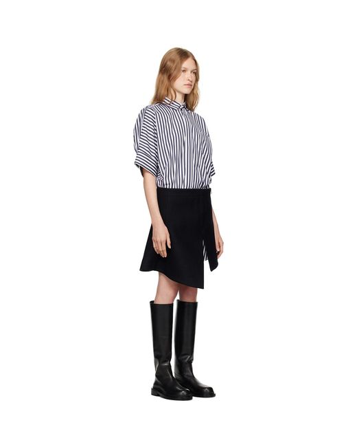 Sacai Black Striped Paneled Mini Dress