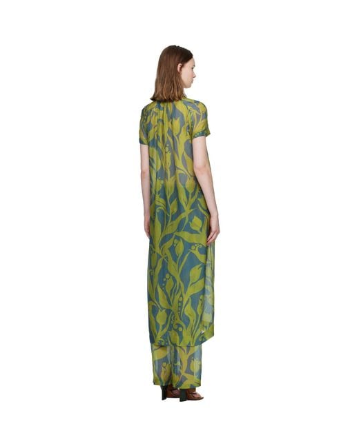 Dries Van Noten Green Long Shirt Maxi Dress