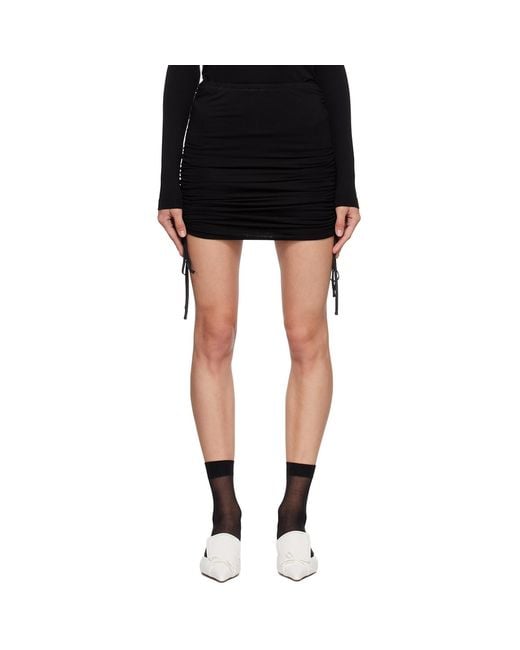 Pushbutton Black Draped Miniskirt