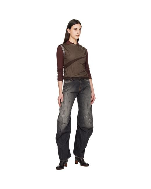 ANDERSSON BELL Black Layered Mesh Tuck & Dart Top