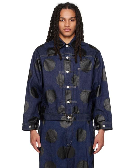 Y's Yohji Yamamoto Blue Printed Denim Jacket for men